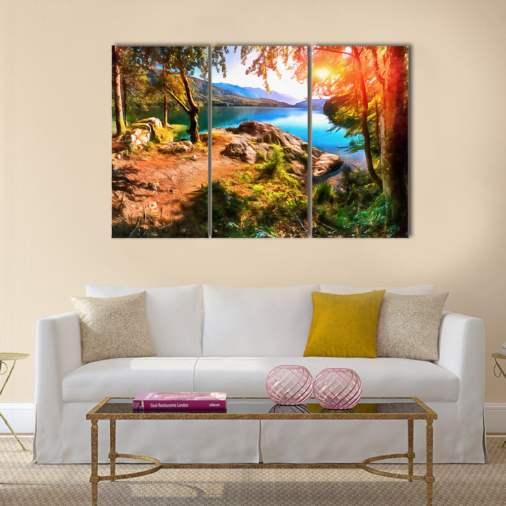 The works in the style of watercolor painting multi panel canvas wall art