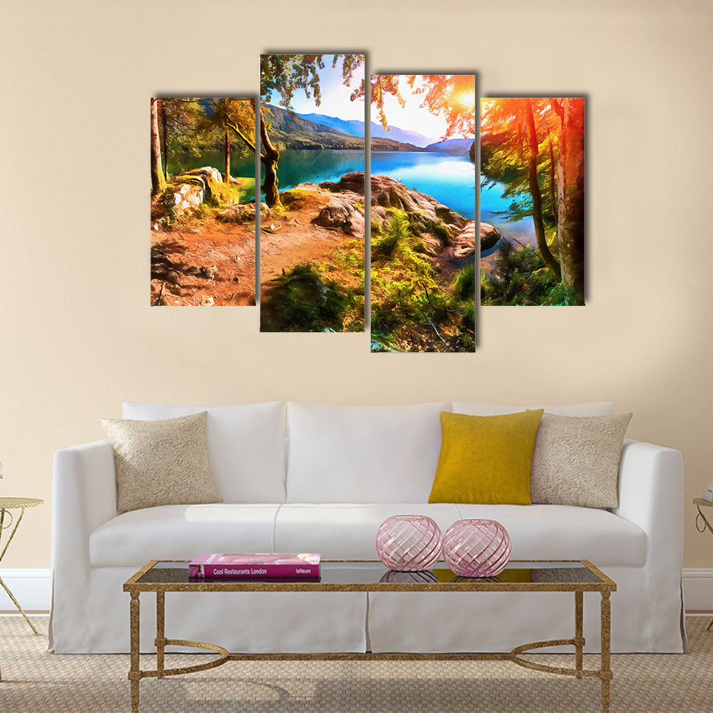 The works in the style of watercolor painting multi panel canvas wall art