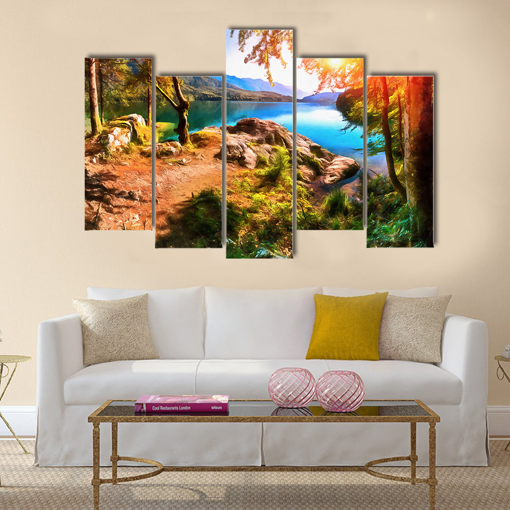 The works in the style of watercolor painting multi panel canvas wall art