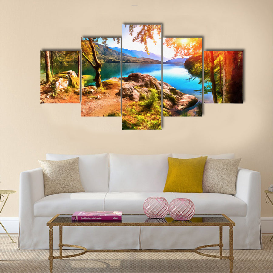 The works in the style of watercolor painting multi panel canvas wall art