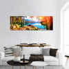 Style of watercolor painting Mountain lake bet Panoramic canvas Wall Art