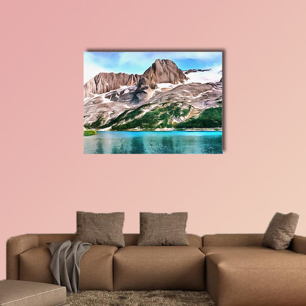 The works in the style of watercolor painting, Green meadow multi panel canvas wall art