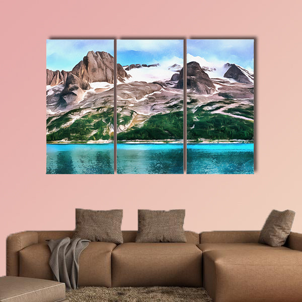 The works in the style of watercolor painting, Green meadow multi panel canvas wall art