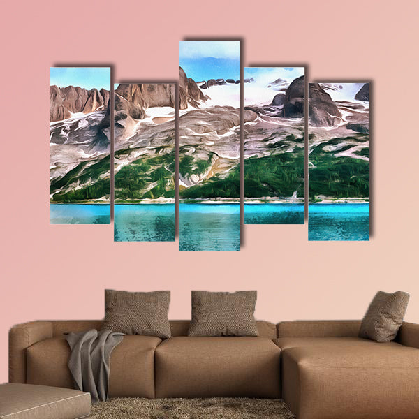 The works in the style of watercolor painting, Green meadow multi panel canvas wall art