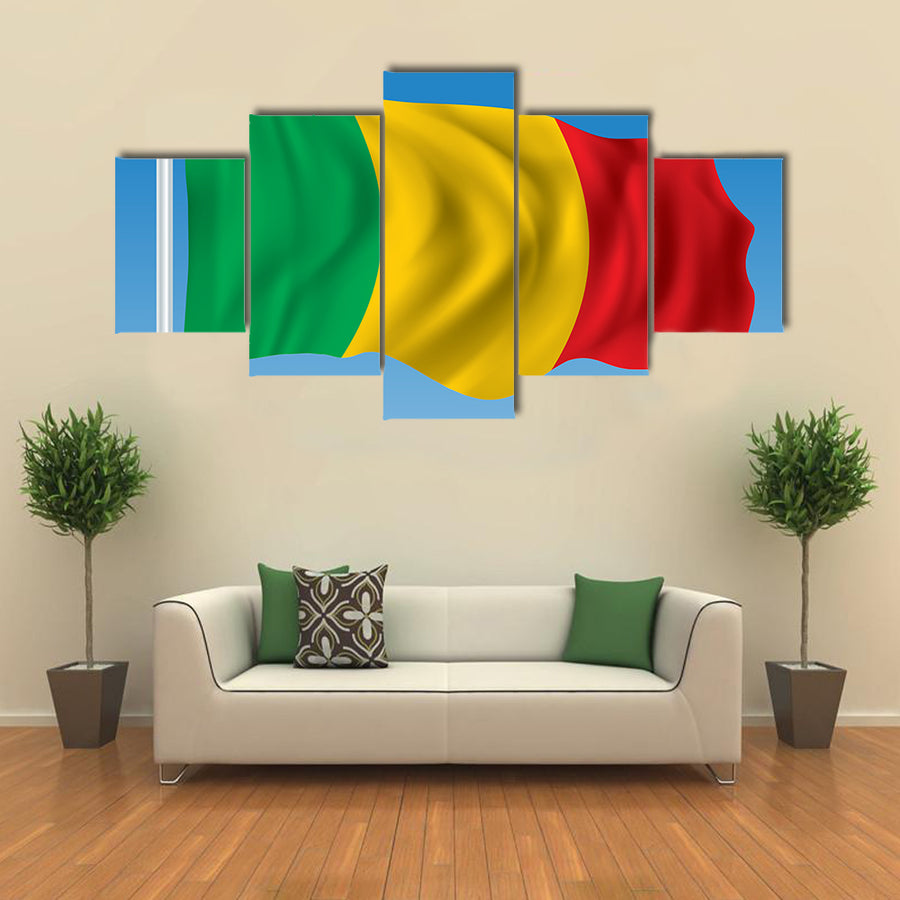 The Vector Illustration Of The Flag Of The Mali In The Air, Multi Panel Canvas Wall Art