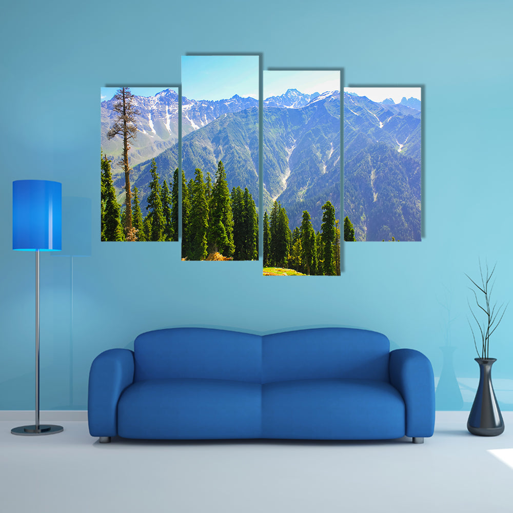 mountain valley covered pine forest multi panel canvas wall