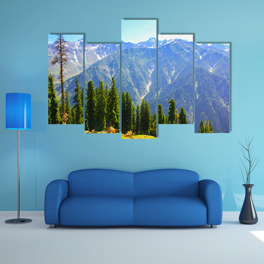 mountain valley covered pine forest multi panel canvas wall