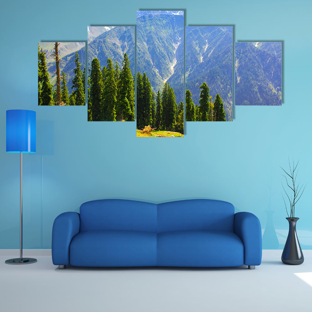 mountain valley covered pine forest multi panel canvas wall