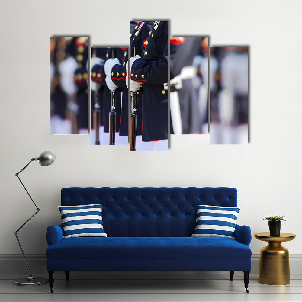 View Of The American Marine Crops Representing Development, Multi Panel Canvas Wall Art