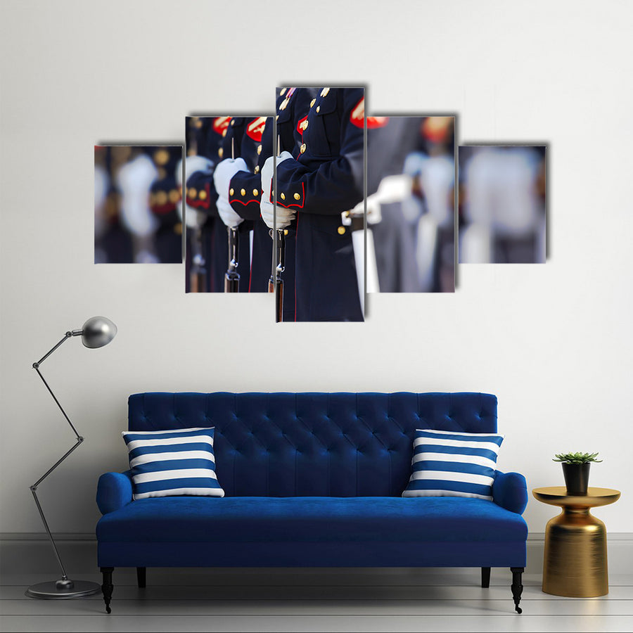 View Of The American Marine Crops Representing Development, Multi Panel Canvas Wall Art