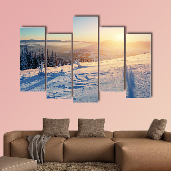 Fantastic winter landscape in the mountains Mutli panel canvas wall art