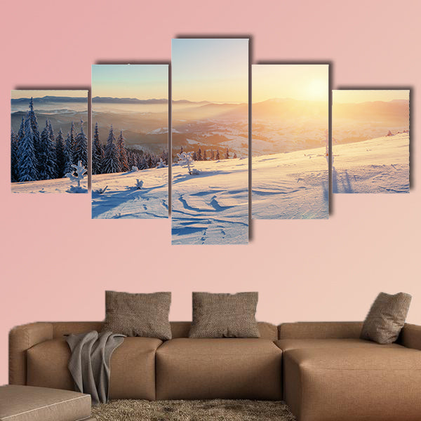 Fantastic winter landscape in the mountains Mutli panel canvas wall art