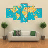 Animal map for kids multi panel canvas wall art