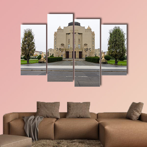 The Art-Nouveau facade of the State Theater multi panel canvas wall art