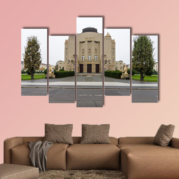 The Art-Nouveau facade of the State Theater multi panel canvas wall art