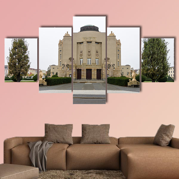 The Art-Nouveau facade of the State Theater multi panel canvas wall art
