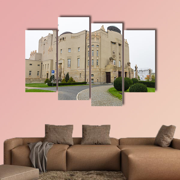 The Art-Nouveau facade of the State Theater multi panel canvas wall art