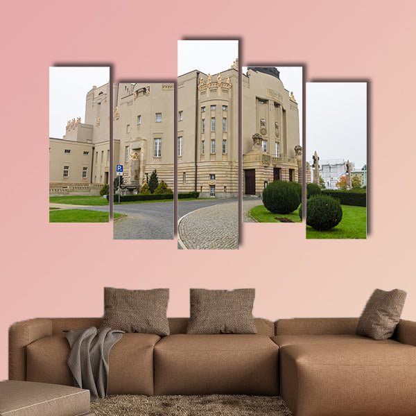 The Art-Nouveau facade of the State Theater multi panel canvas wall art