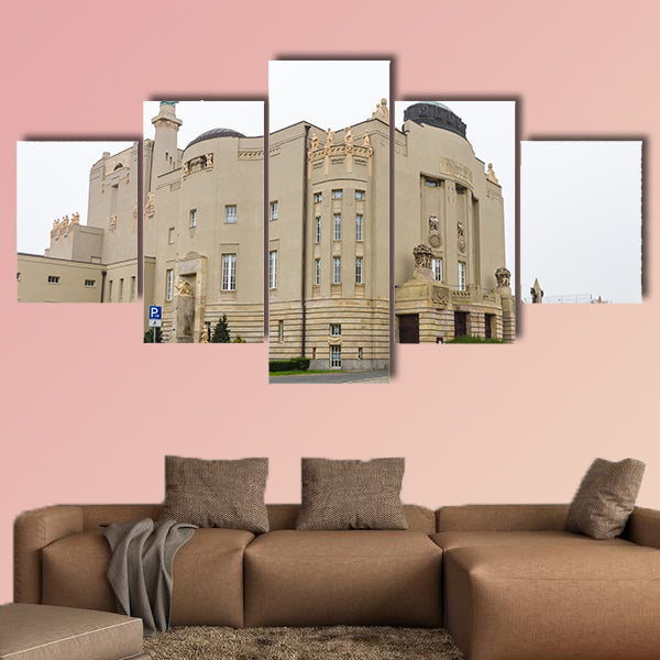 The Art-Nouveau facade of the State Theater multi panel canvas wall art