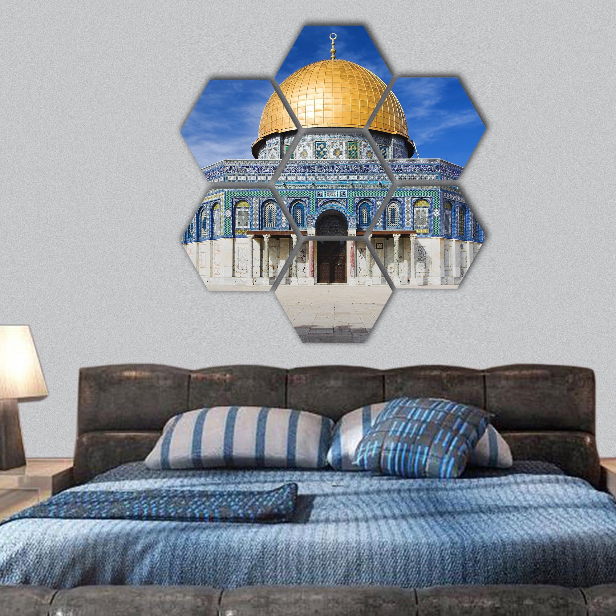 Mosque Dome of the Rock on the Temple Israel hexagonal canvas wall art