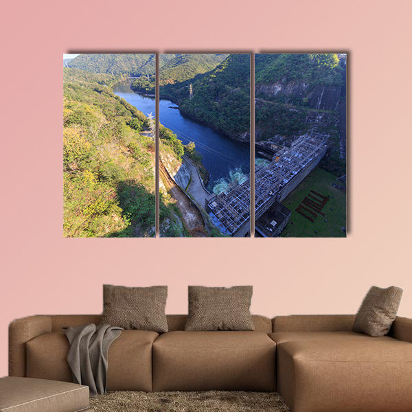 The Big dam in forest multi panel canvas wall art