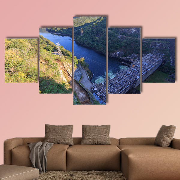 The Big dam in forest multi panel canvas wall art