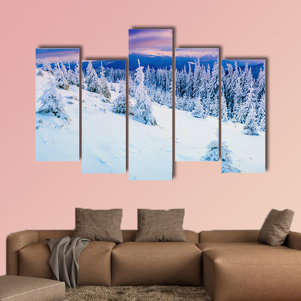 Sunny winter landscape Multi panel canvas wall art