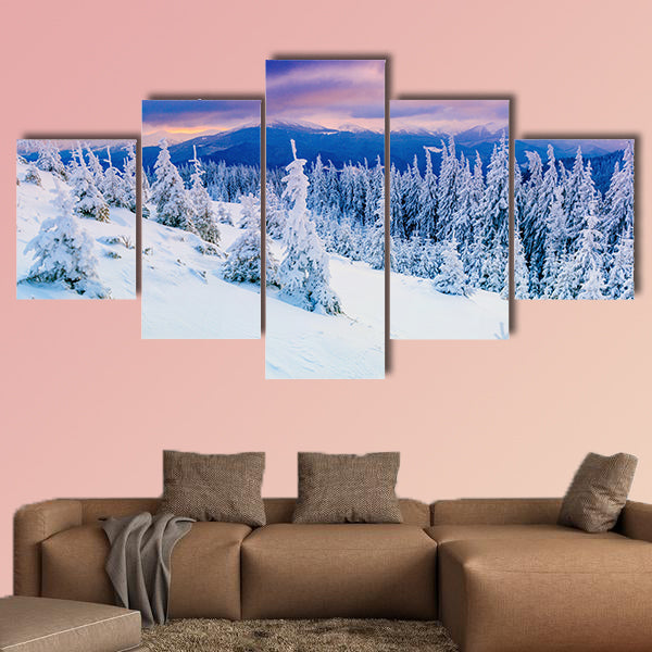 Sunny winter landscape Multi panel canvas wall art