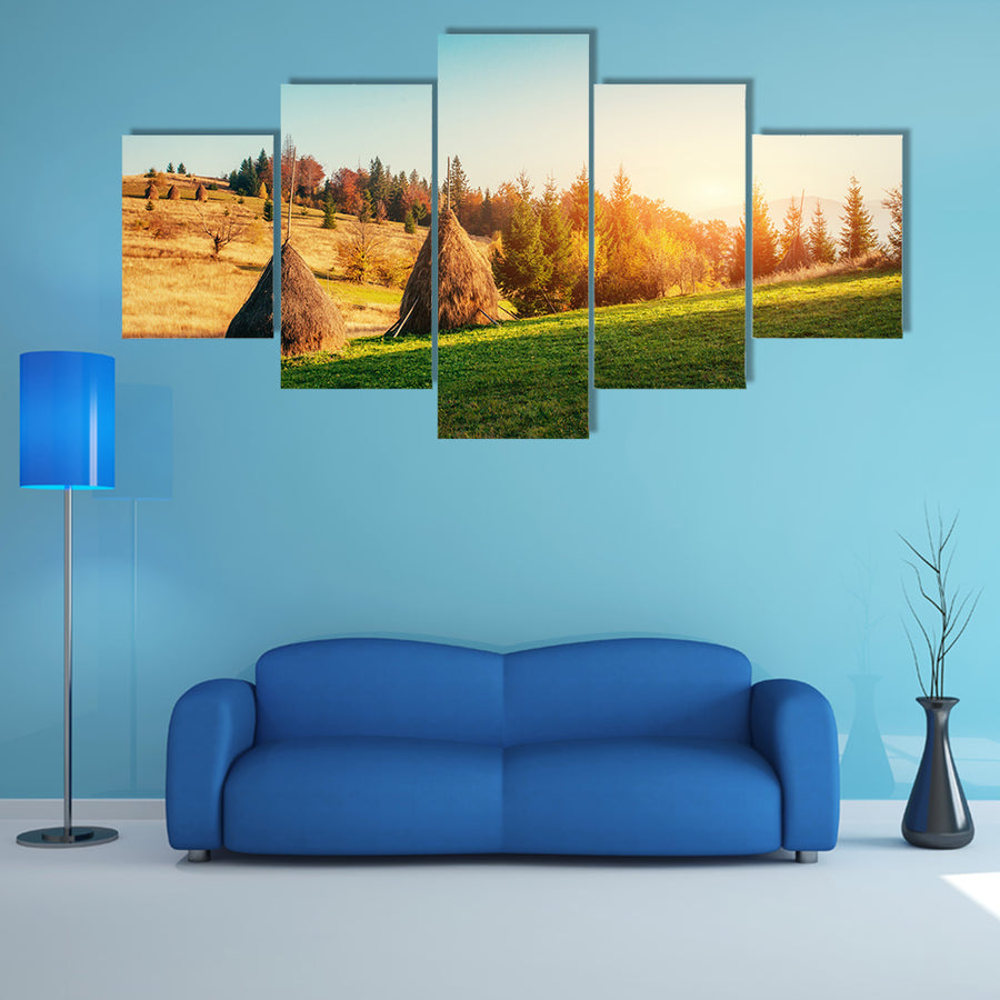 The Big Forest Road In The Autumn, Ukraine Multi Panel Canvas Wall Art
