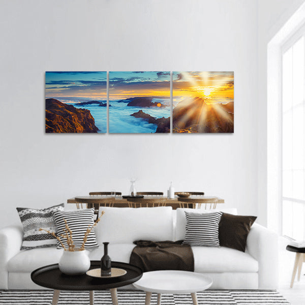 Sunset over the mountains, Madeira Island, Portugal panoramic canvas wall art