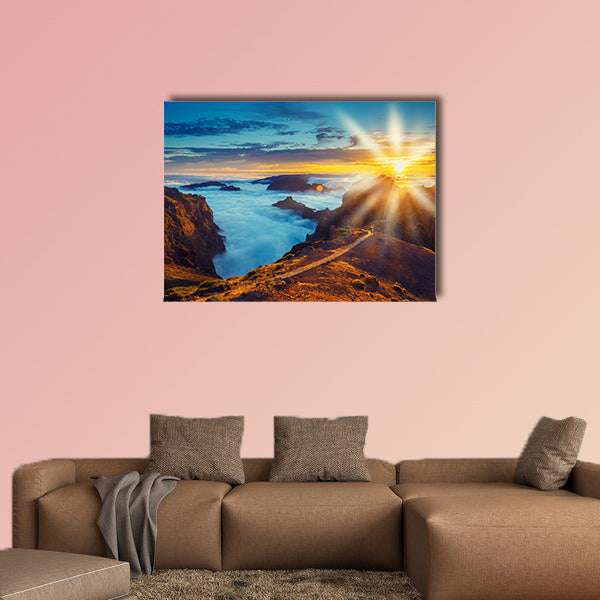 Beautiful sunset over the mountains, Madeira Island, Portugal wall art