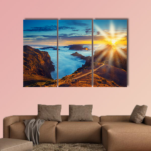 Beautiful sunset over the mountains, Madeira Island, Portugal wall art