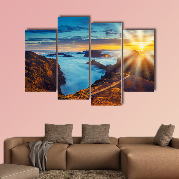 Beautiful sunset over the mountains, Madeira Island, Portugal wall art