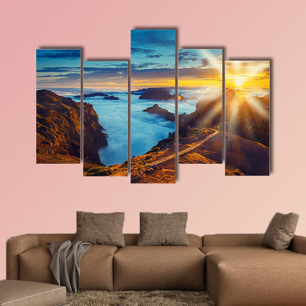 Beautiful sunset over the mountains, Madeira Island, Portugal wall art