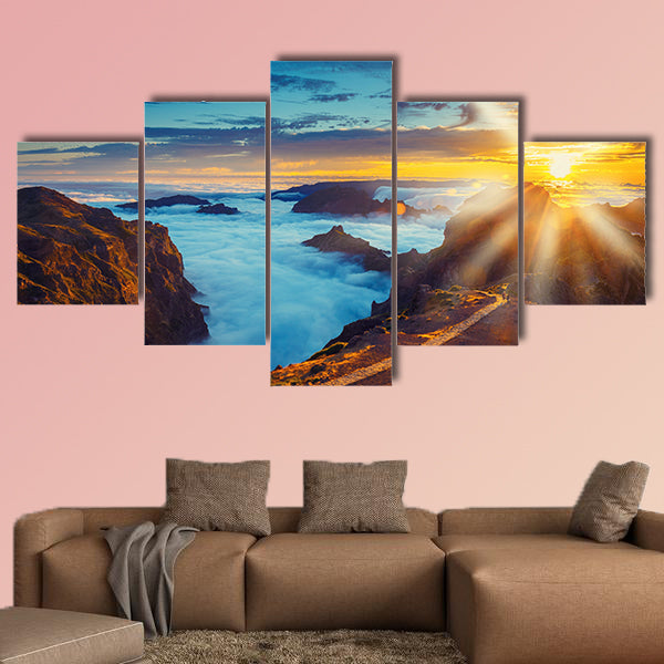 Beautiful sunset over the mountains, Madeira Island, Portugal wall art