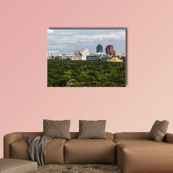 Cityscape of Berlin and road in Tiergarten park landscape in cloudy wall art
