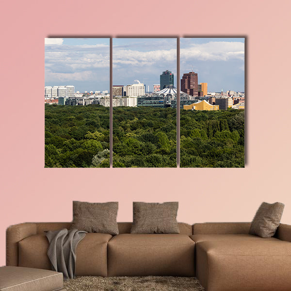 Cityscape of Berlin and road in Tiergarten park landscape in cloudy wall art