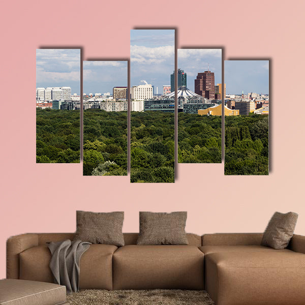 Cityscape of Berlin and road in Tiergarten park landscape in cloudy wall art