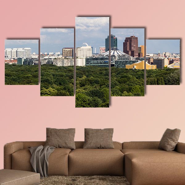 Cityscape of Berlin and road in Tiergarten park landscape in cloudy wall art