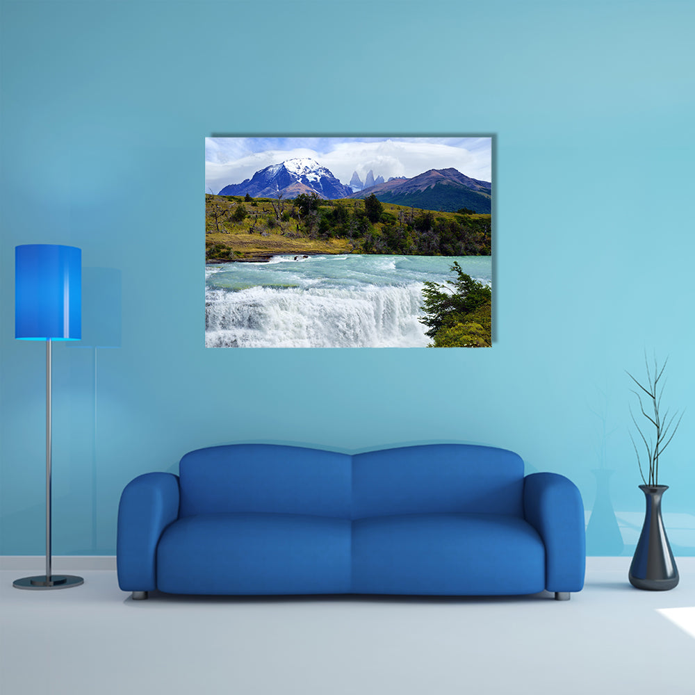Torres del Paine" National Park, River Paine Waterfall, Chile multi panel canvas wall art