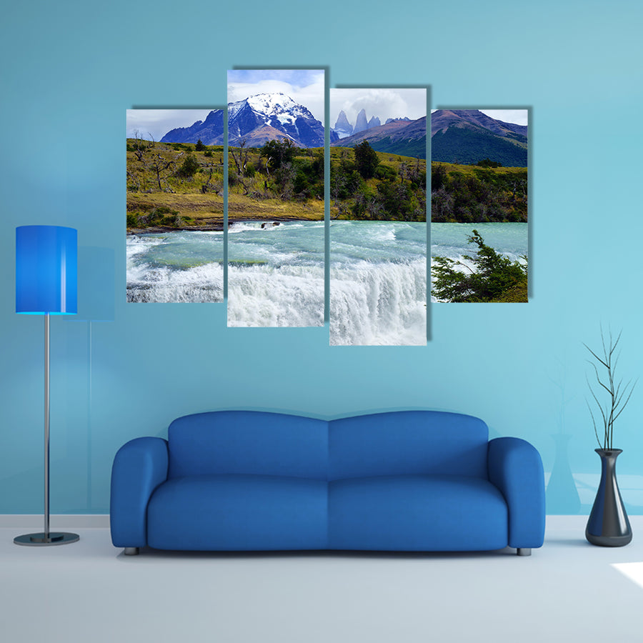 Torres del Paine" National Park, River Paine Waterfall, Chile multi panel canvas wall art