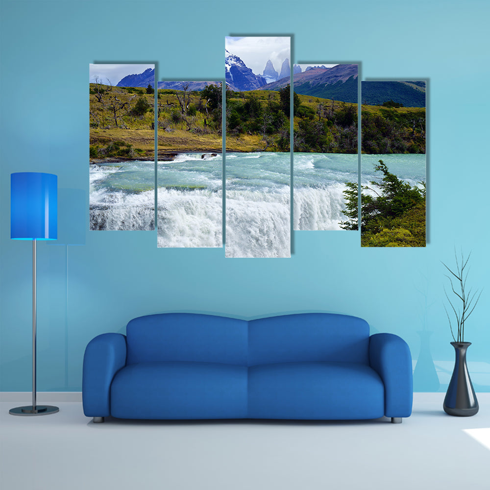 Torres del Paine" National Park, River Paine Waterfall, Chile multi panel canvas wall art