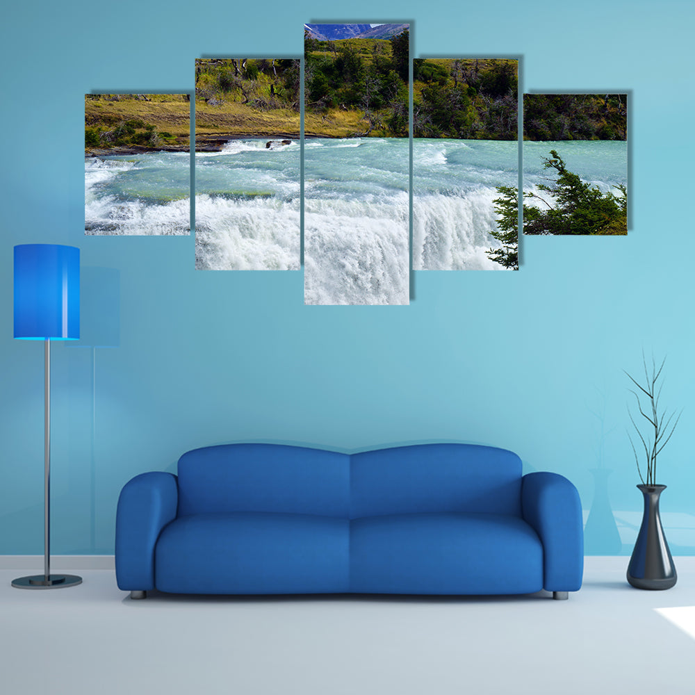 Torres del Paine" National Park, River Paine Waterfall, Chile multi panel canvas wall art