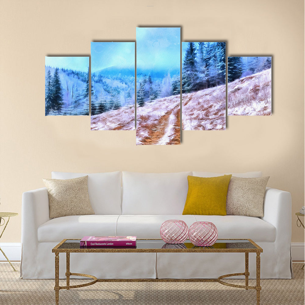 The works in the style of watercolor painting multi panel canvas wall art