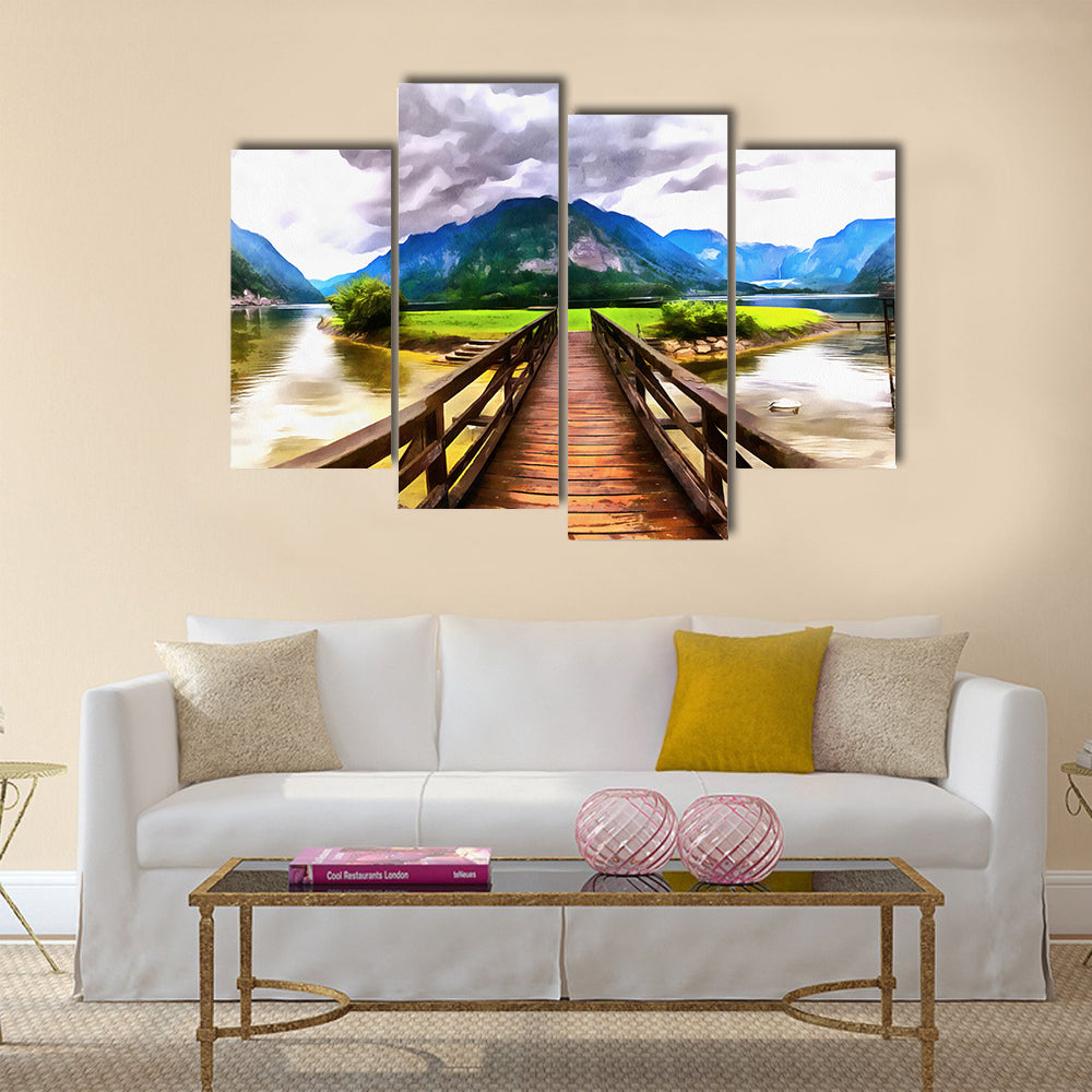 The works in the style of watercolor painting multi panel canvas wall art