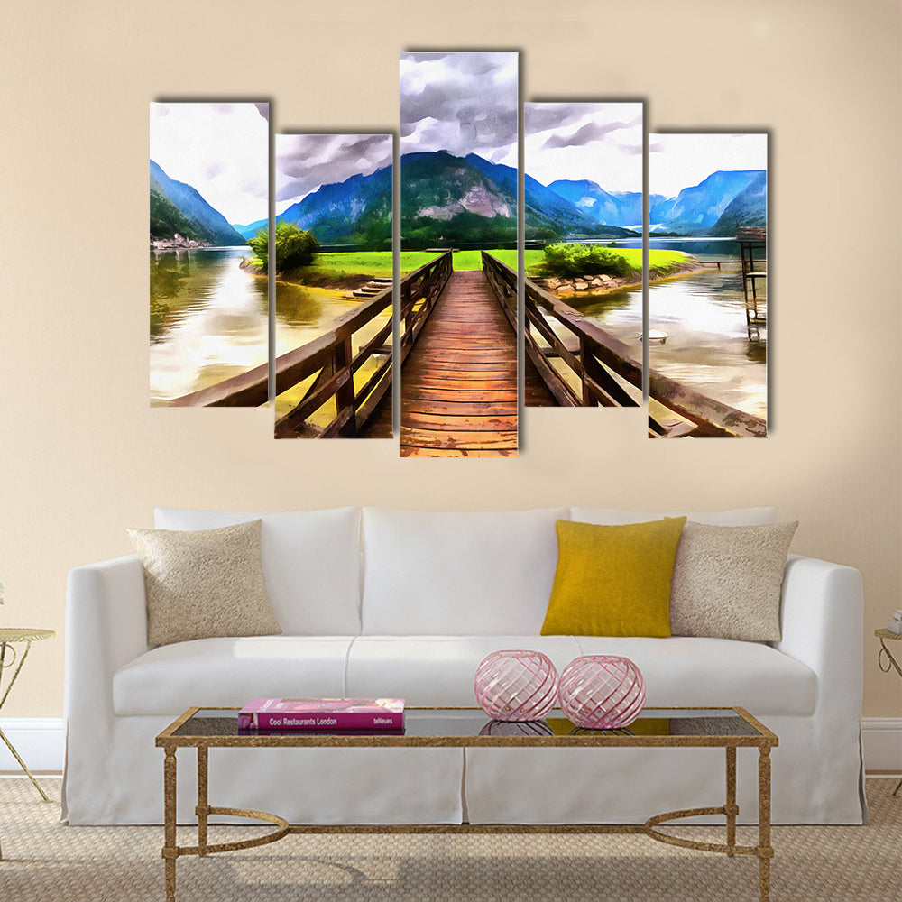 The works in the style of watercolor painting multi panel canvas wall art
