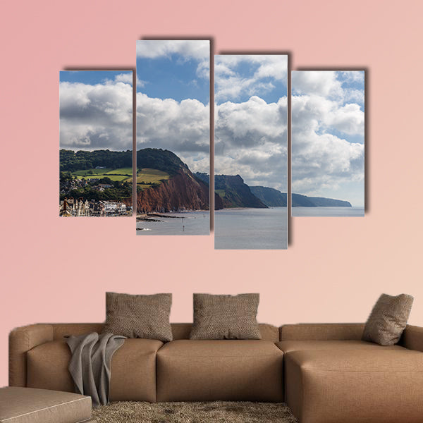 Travelling at Jurassic coast seaside (Devon), UK Multi panel canvas wall art