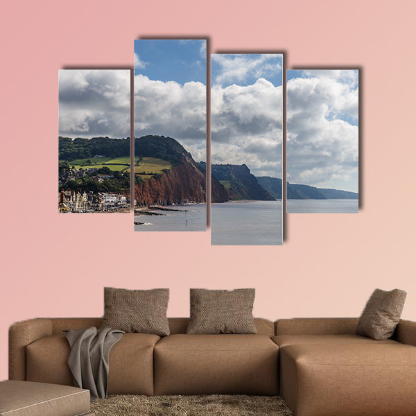Travelling at Jurassic coast seaside (Devon), UK Multi panel canvas wall art