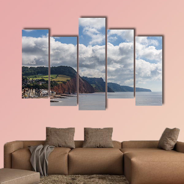 Travelling at Jurassic coast seaside (Devon), UK Multi panel canvas wall art