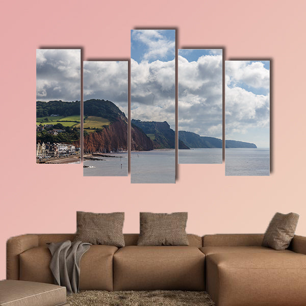 Travelling at Jurassic coast seaside (Devon), UK Multi panel canvas wall art